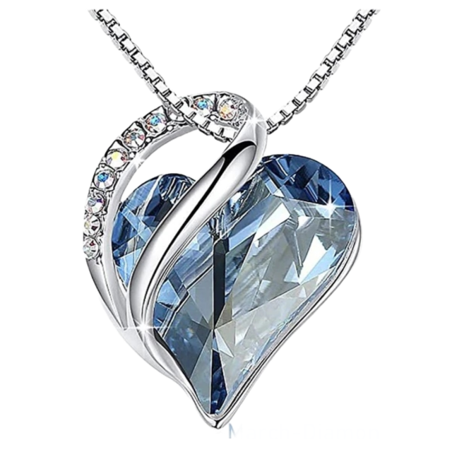Beautiful Birthstone Necklace March - Diamond Blue style (Aquamarine)