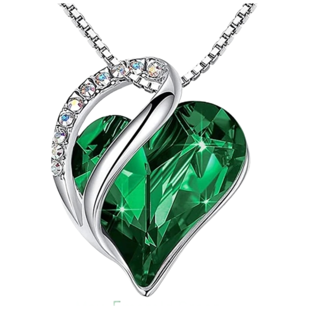 Emerald green birthstone deals necklace