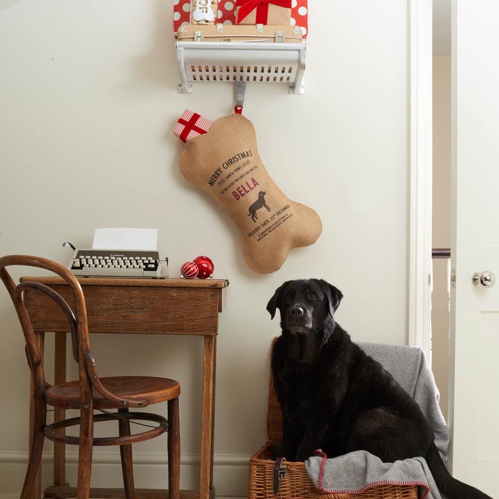 Personalized for You Cotton Dog's Santa Stocking - Harrow and Green
