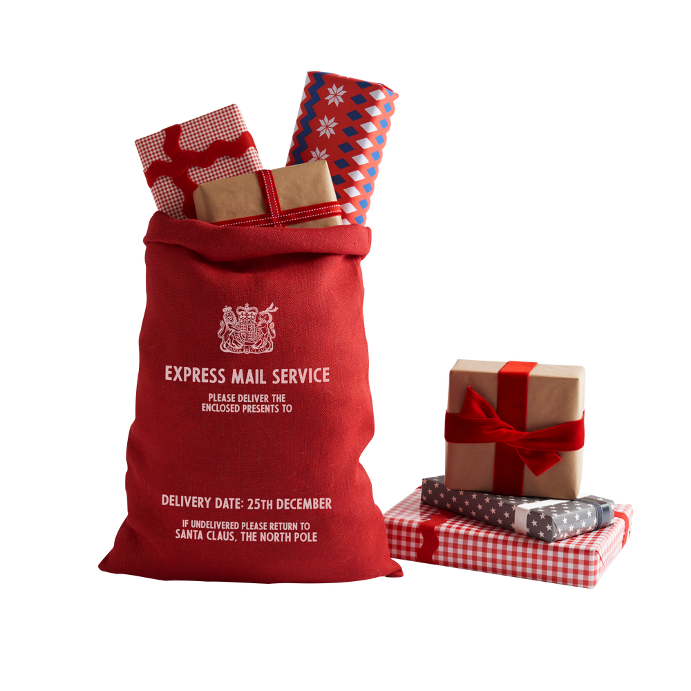 Personalized for You Red and Gold Burlap Santa Sack - Harrow and Green