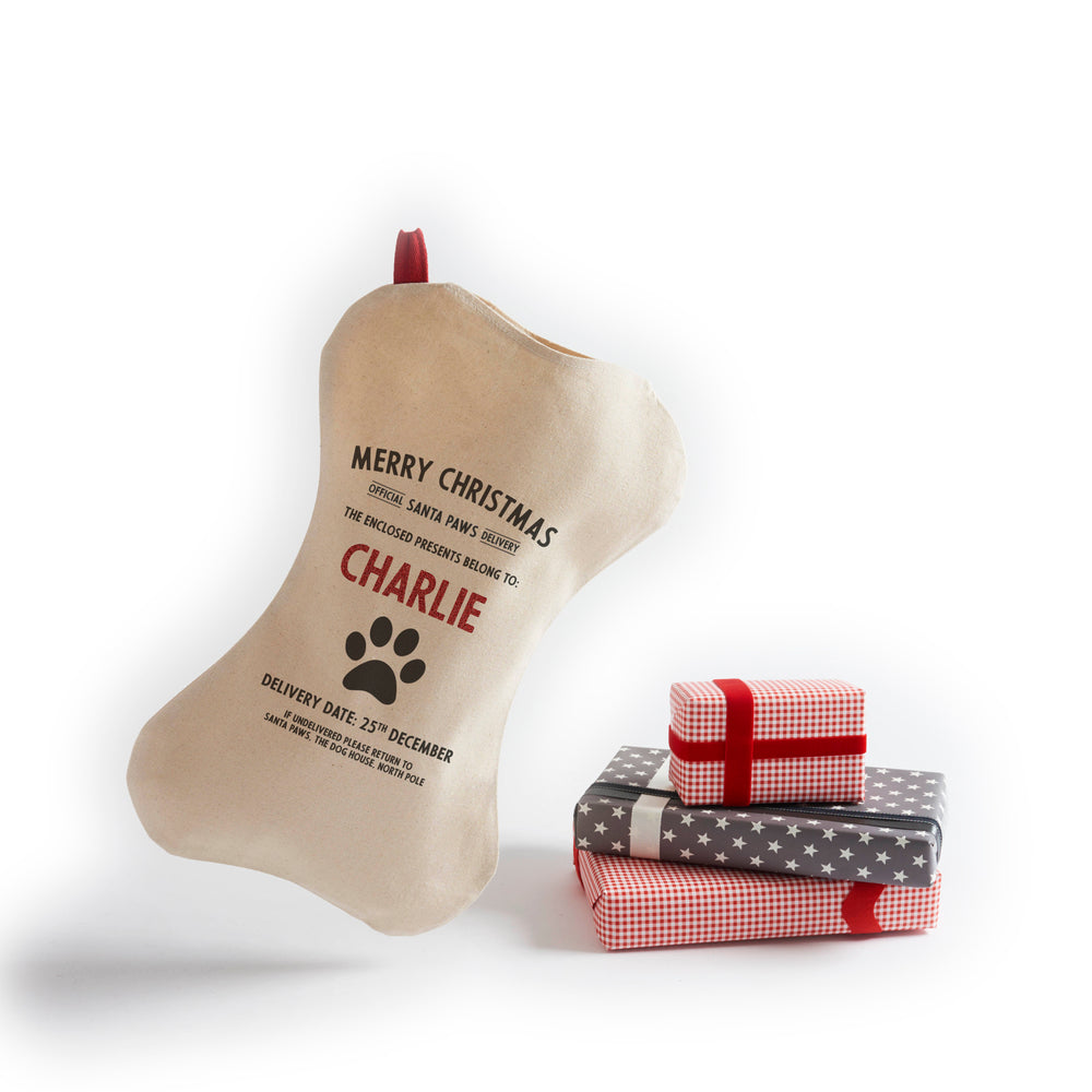 Personalized for You Cotton Dog's Santa Stocking - Harrow and Green