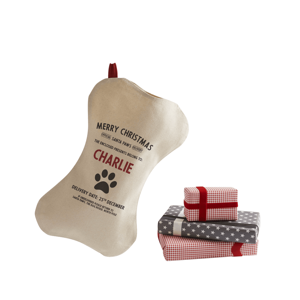 Personalized for You Cotton Dog's Santa Stocking - Harrow and Green